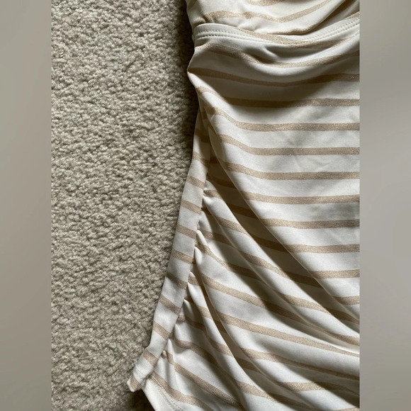 Cream and gold tube top bathing suit swim top - Picture 3 of 6